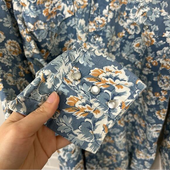 Vintage Sears Authentic Western Wear Pearl Snap Floral Button Down Shirt Size L - Picture 6 of 11